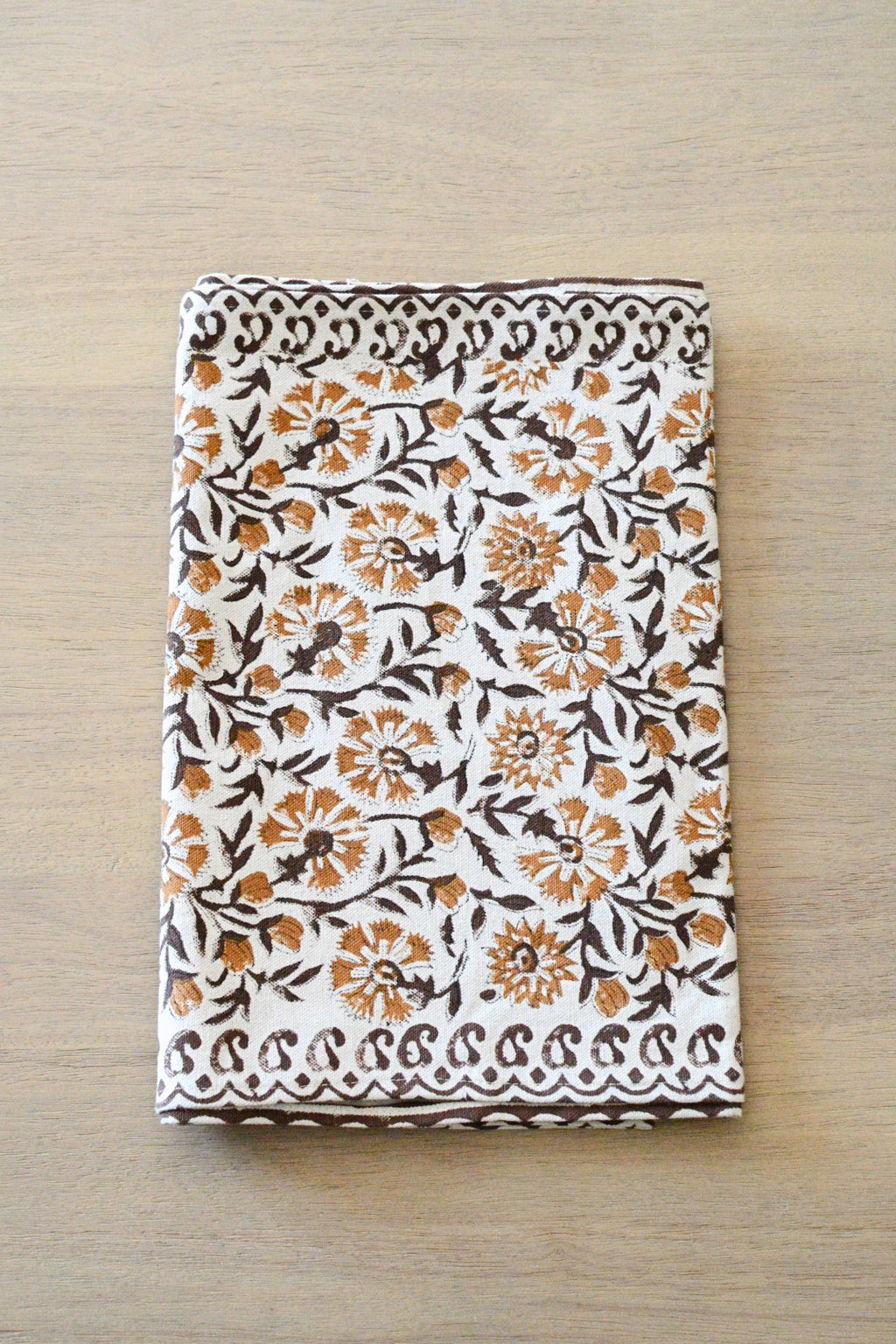 Hand Block Print Table Runner – White & Amber Gold Table Runners