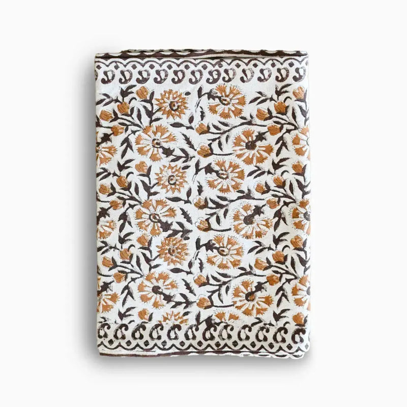 Hand Block Print Table Runner – White & Amber Gold Table Runners
