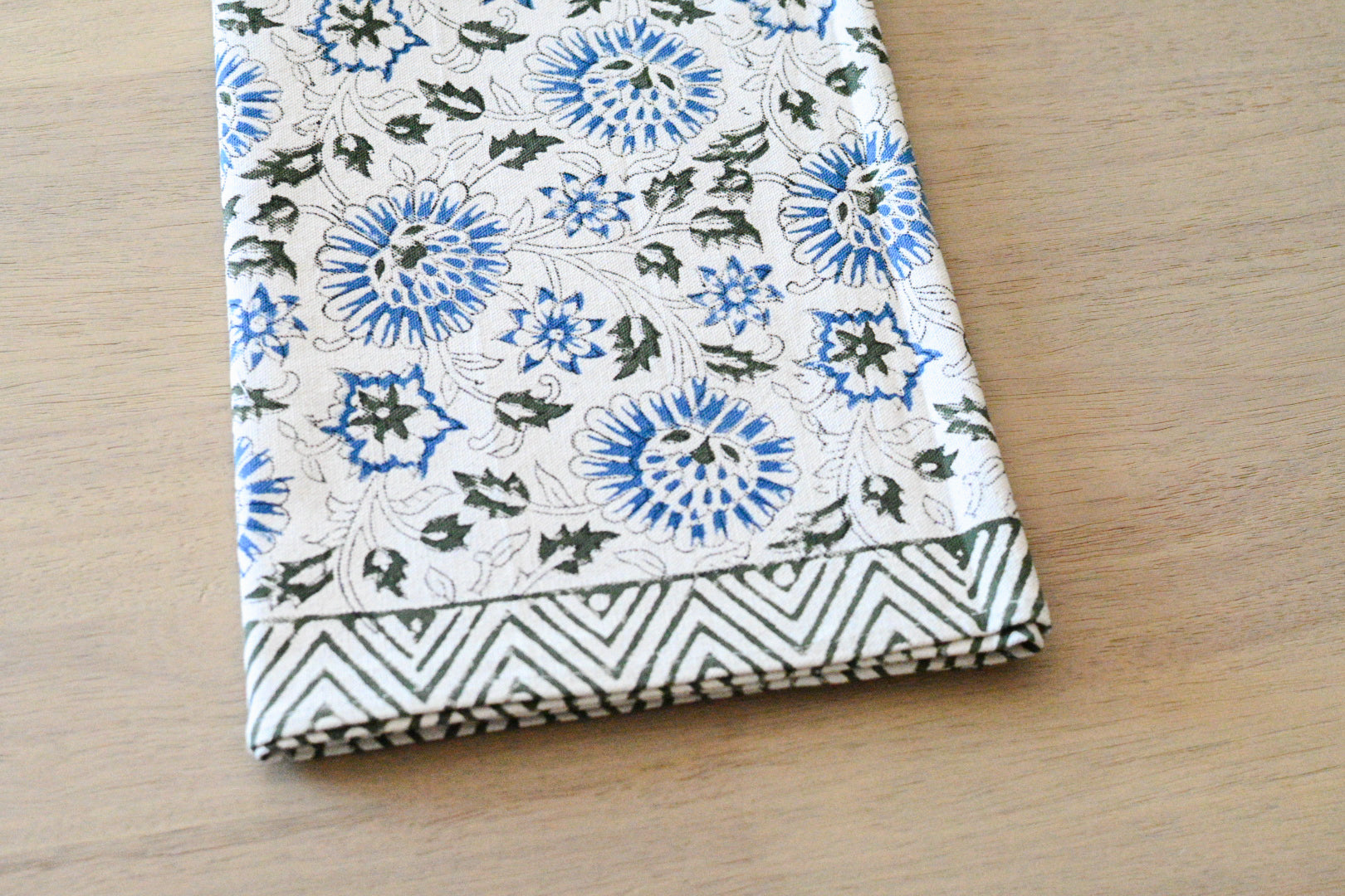 Hand Block Print Table Runner – White & Royal Blue Table Runners