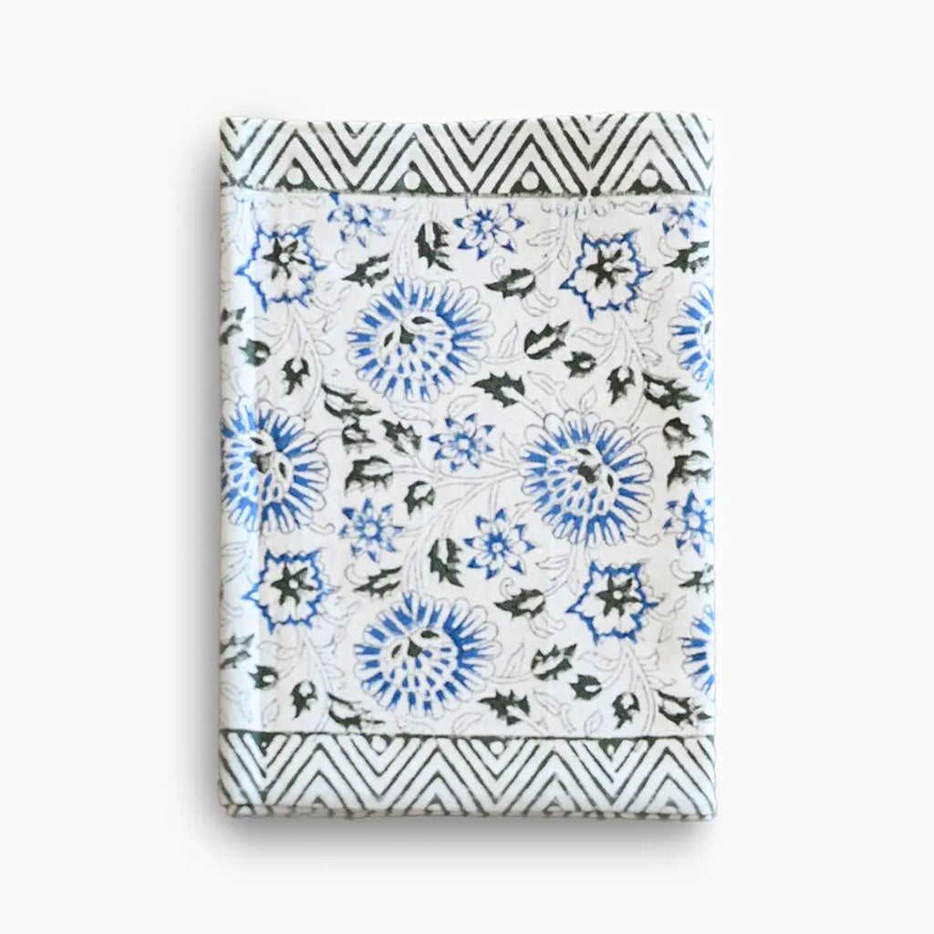 Hand Block Print Table Runner – White & Royal Blue Table Runners