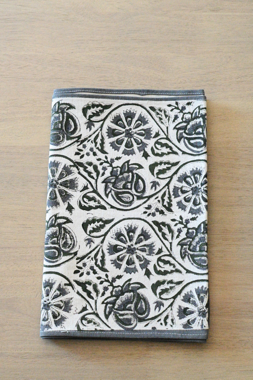 Hand Block Print Table Runner – White & Metal Gray Table Runners