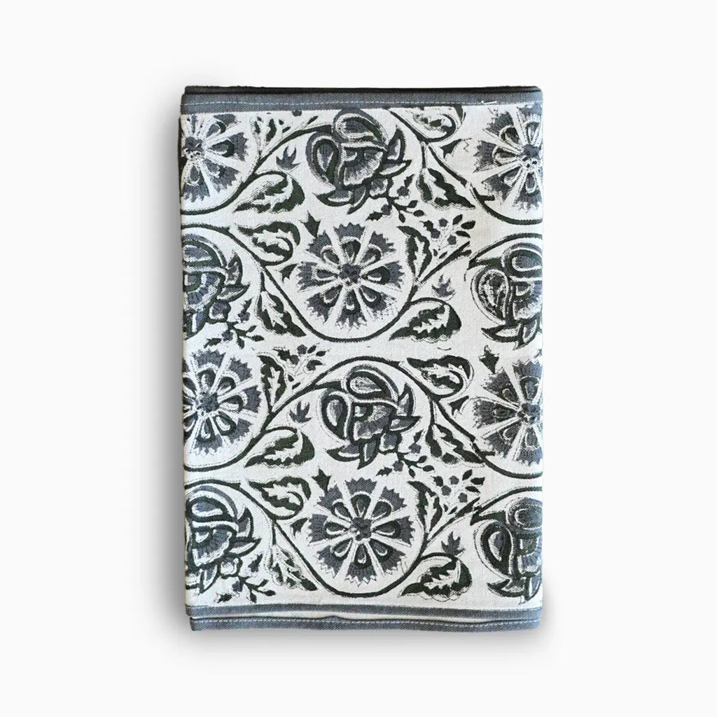Hand Block Print Table Runner – White & Metal Gray Table Runners