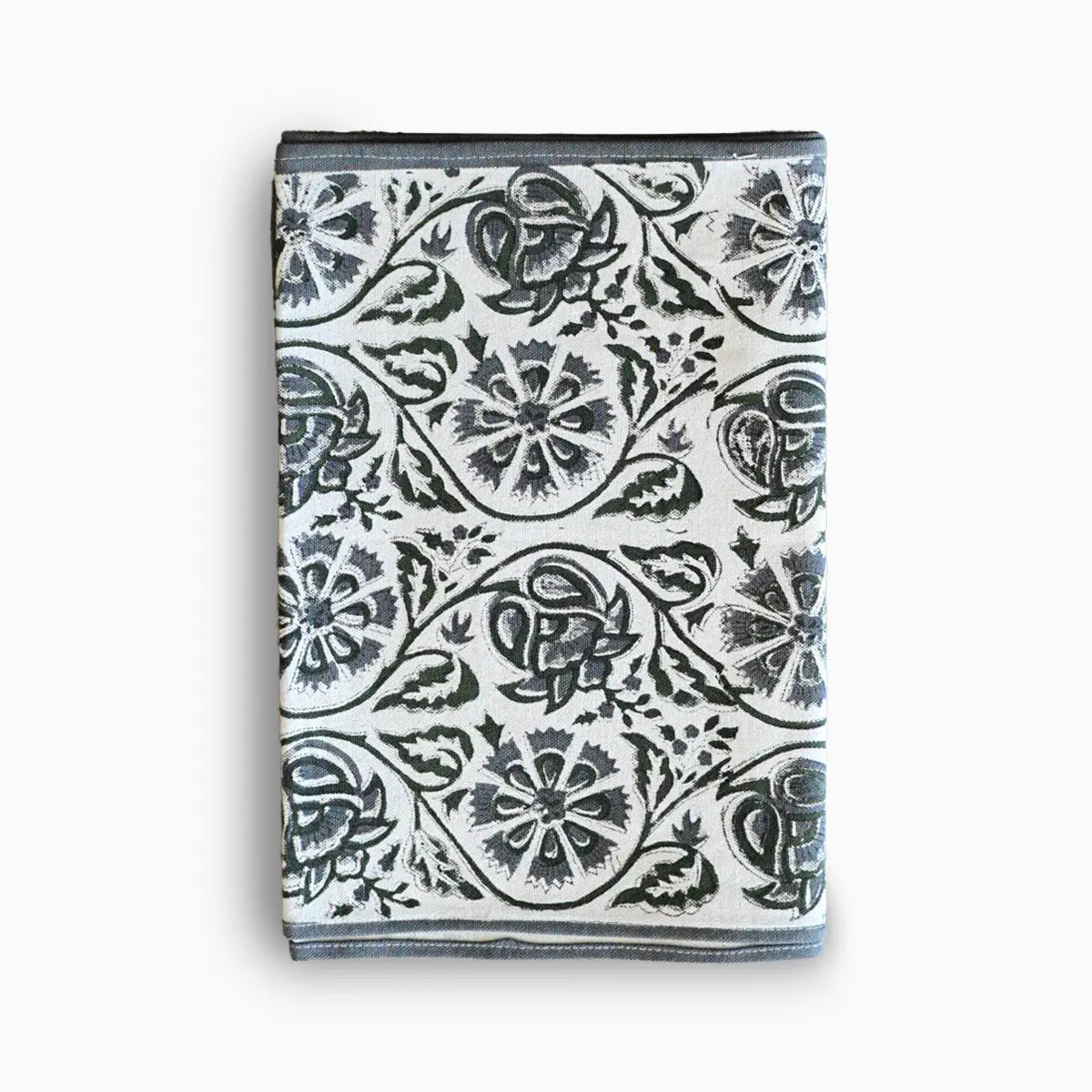 Hand Block Print Table Runner – White & Metal Gray Table Runners