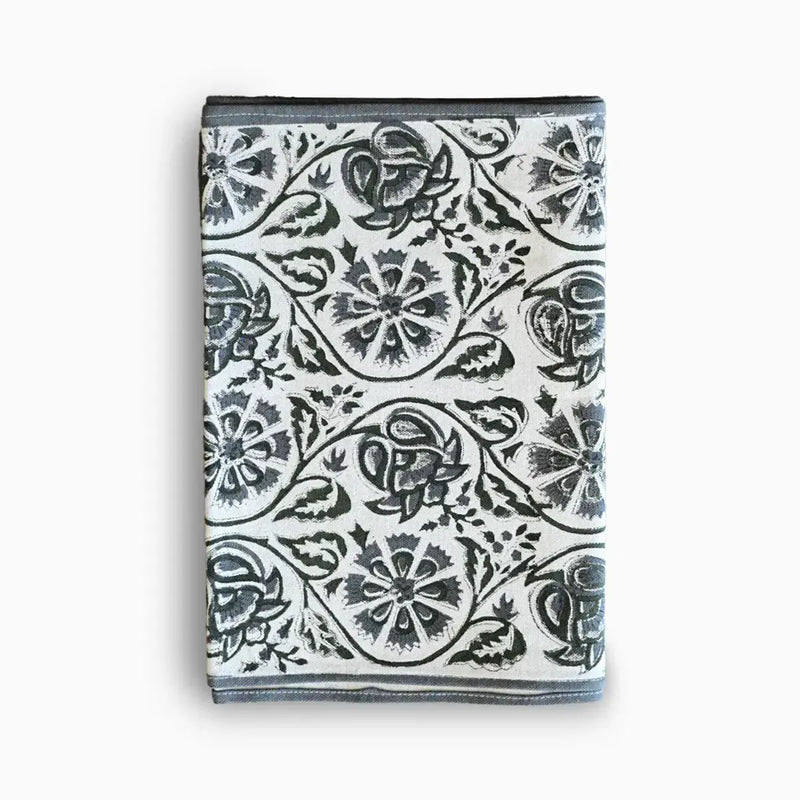 Hand Block Print Table Runner – White & Metal Gray Table Runners