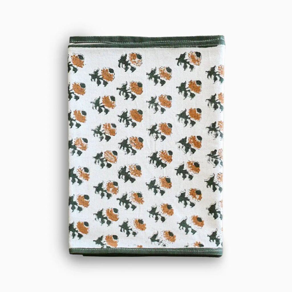 Hand Block Print Table Runner – White & Fern Green Table Runners