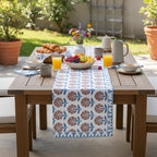 Hand Block Print Table Runner – White & Royal Blue Table Runners
