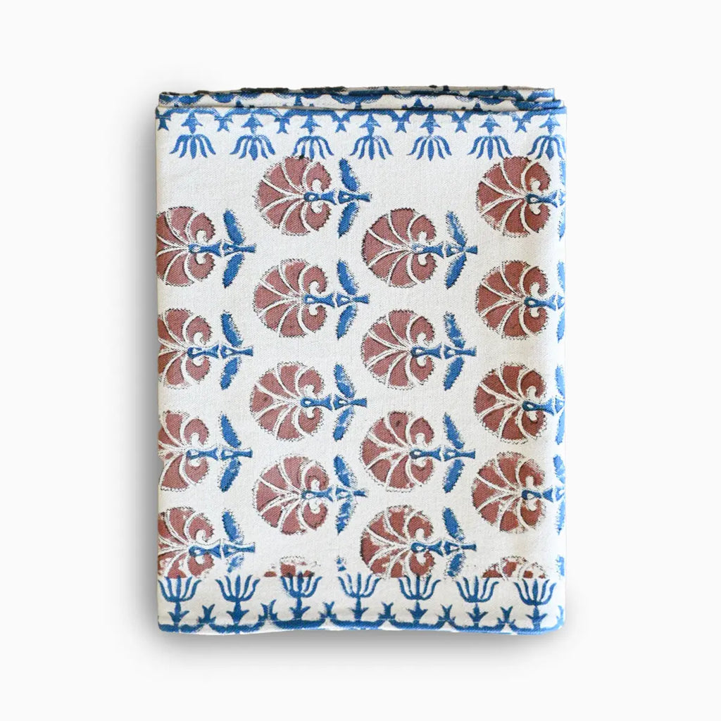 Hand Block Print Table Runner – White & Royal Blue Table Runners