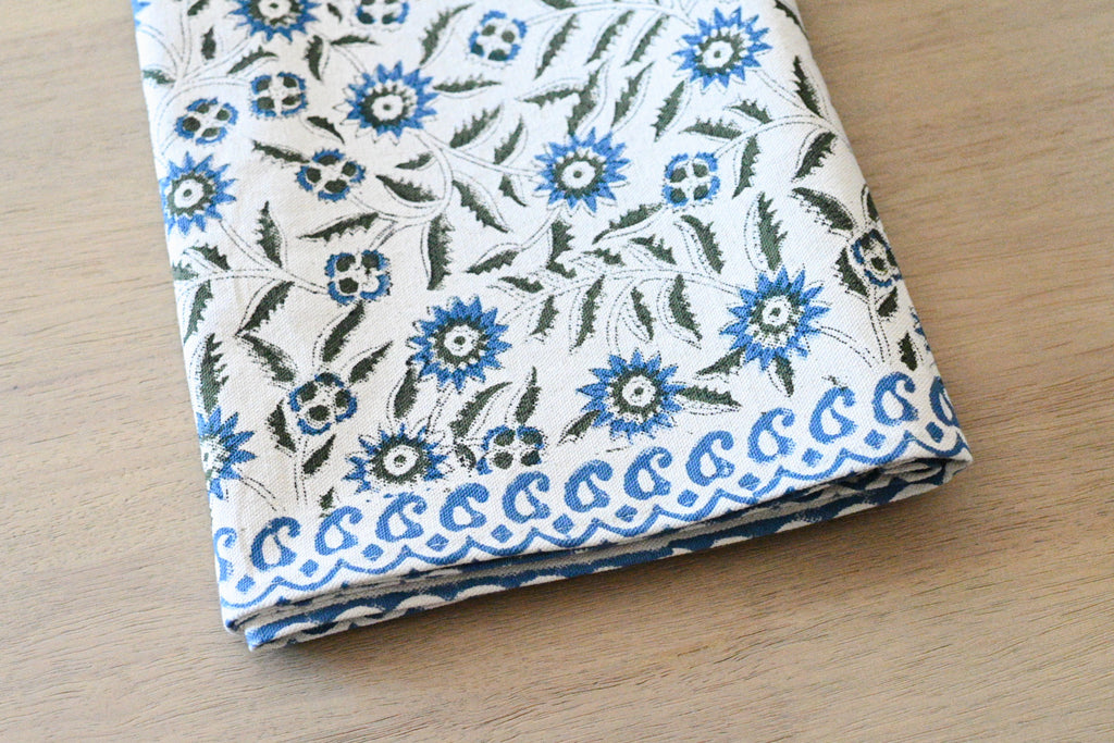 Hand Block Print Table Runner – White & Royal Blue Table Runners