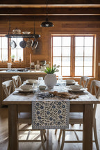 Hand Block Print Table Runner – White & Royal Blue Table Runners