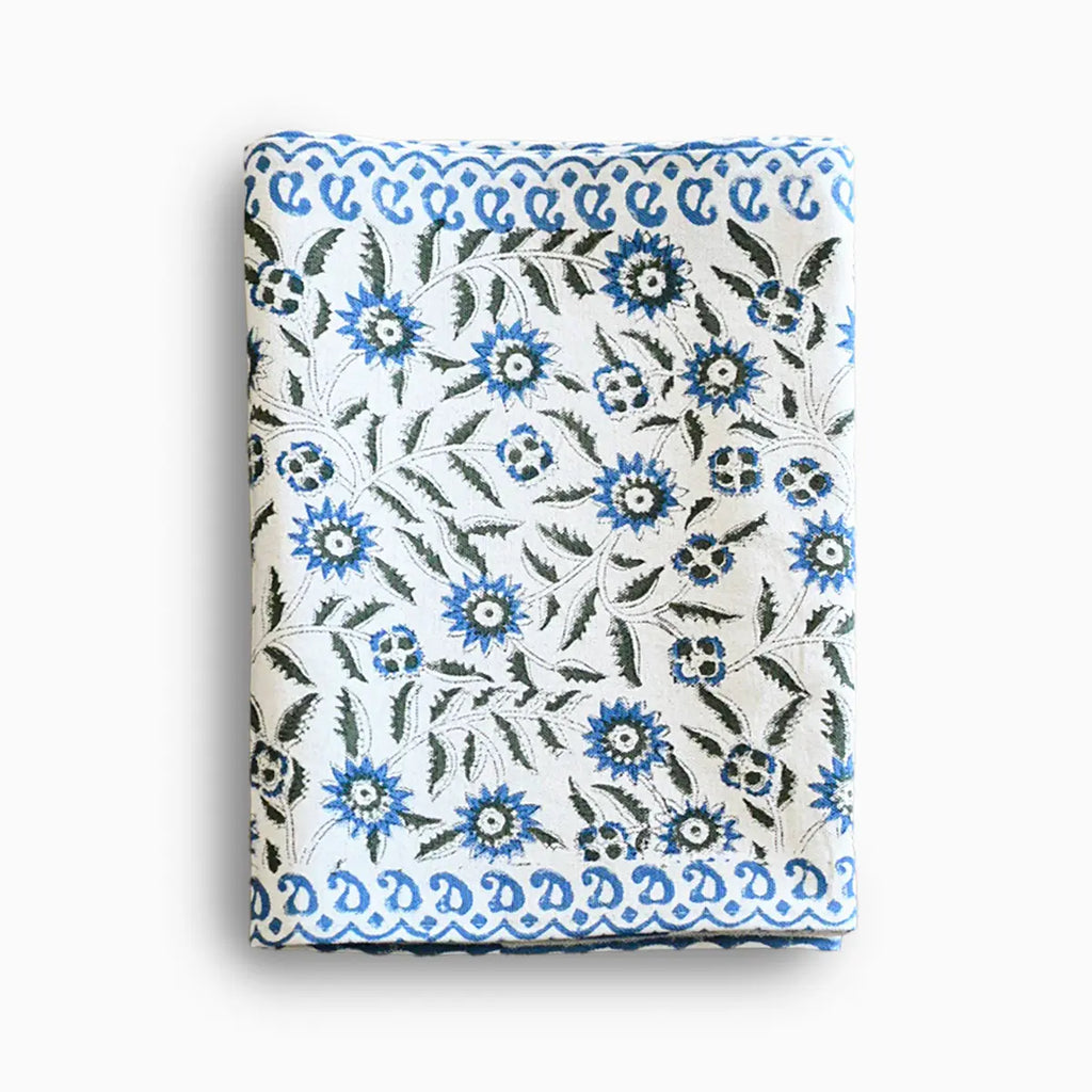 Hand Block Print Table Runner – White & Royal Blue Table Runners
