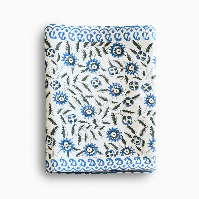 Hand Block Print Table Runner – White & Royal Blue Table Runners