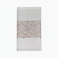 Hand block print table runner in natural beige, blush, and chestnut tones