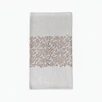 Hand block print table runner in natural beige, blush, and chestnut tones