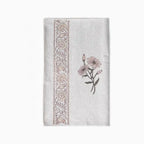 Hand block print table runner in natural beige, fawn, and chestnut tones