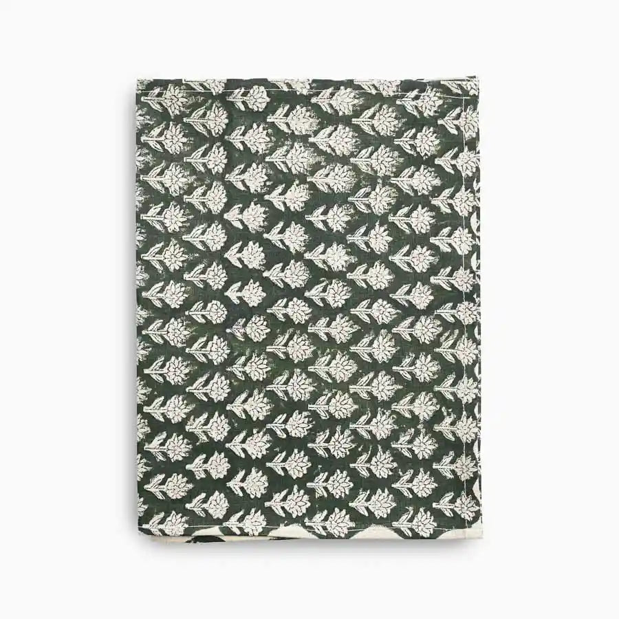 Hand Block Print Table Runner – Olive Green & Off White Table Runners