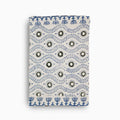 Hand block print table runner in white with green and blue floral pattern
