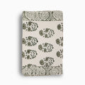 Hand block print table runner in white with sage green floral buti pattern