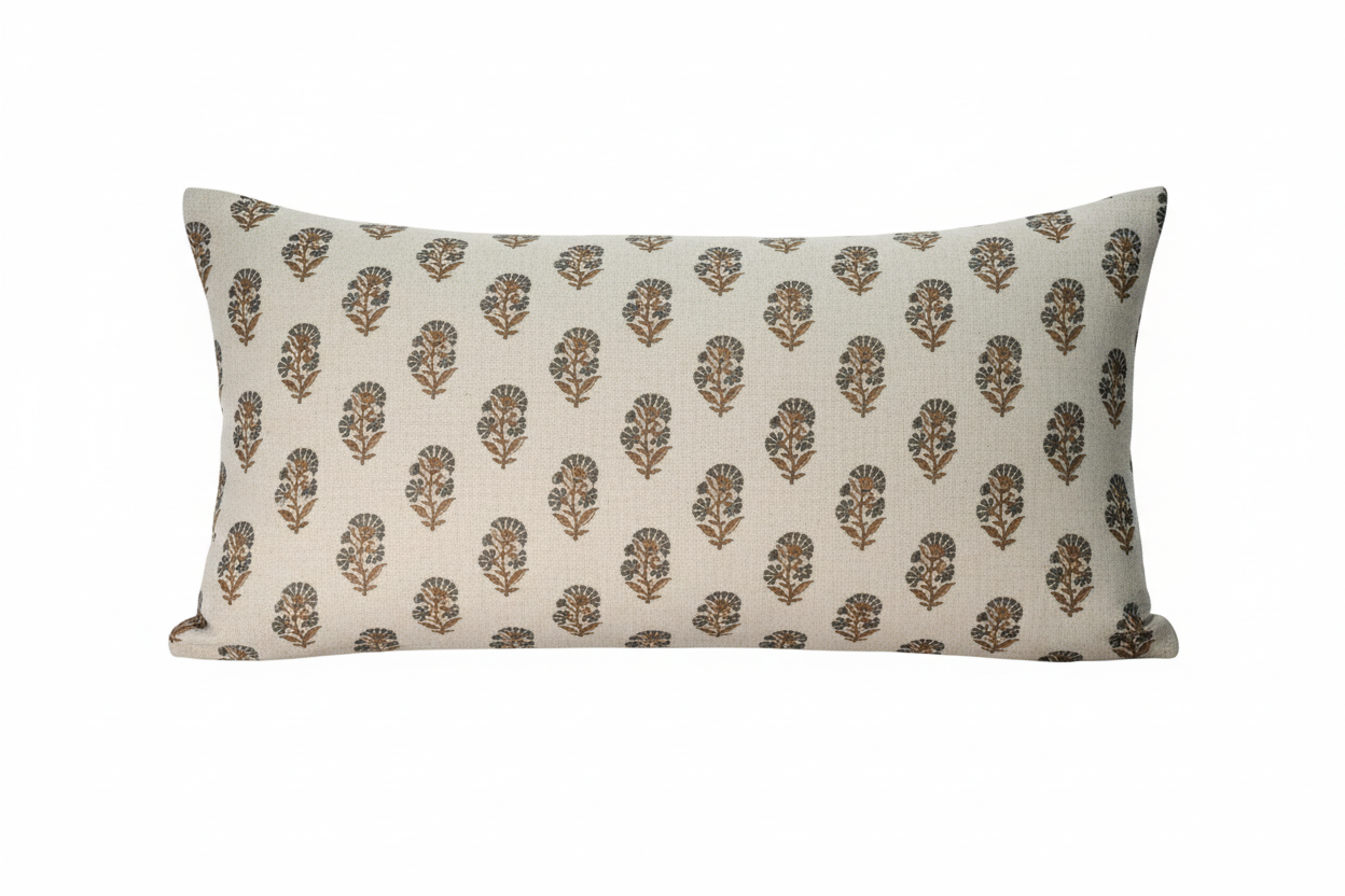 Talena Ditsy Prints Warm White Pillow Cover 16" x 42" Double Sided Pillow Covers