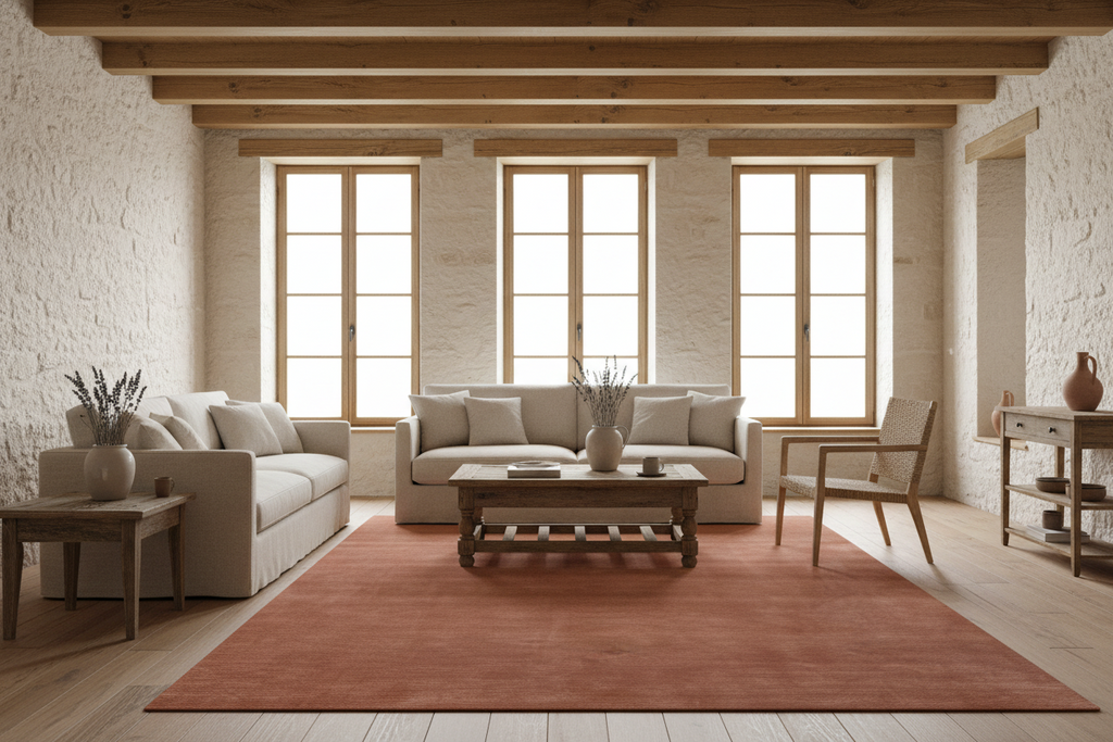 Terracotta Hand-Loomed Wool Rug Hand Loomed