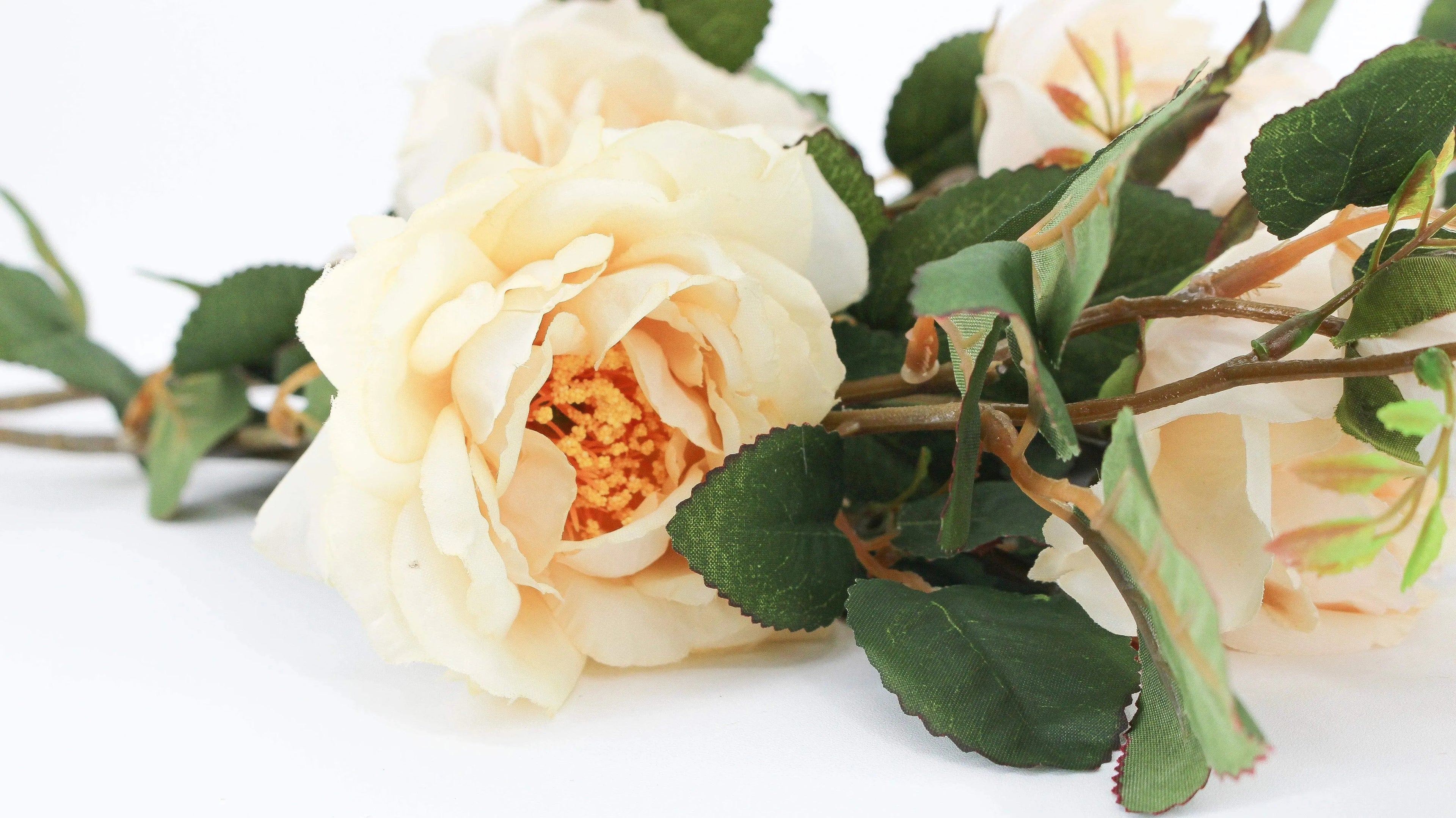 Faux Rose Set of 2 White Faux Flowers