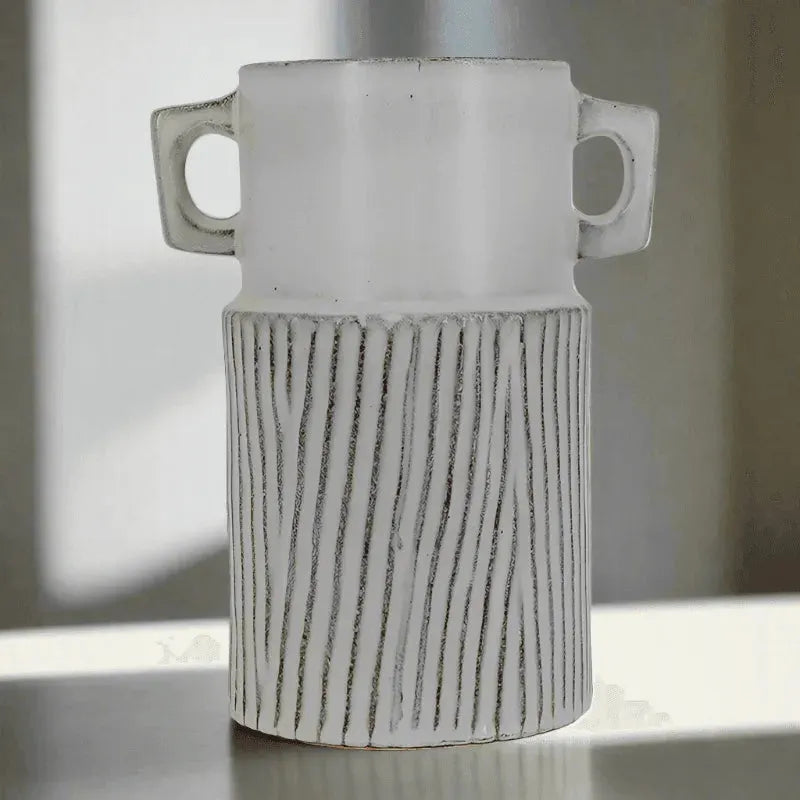 Glazed Striped Vase Vase & Pots