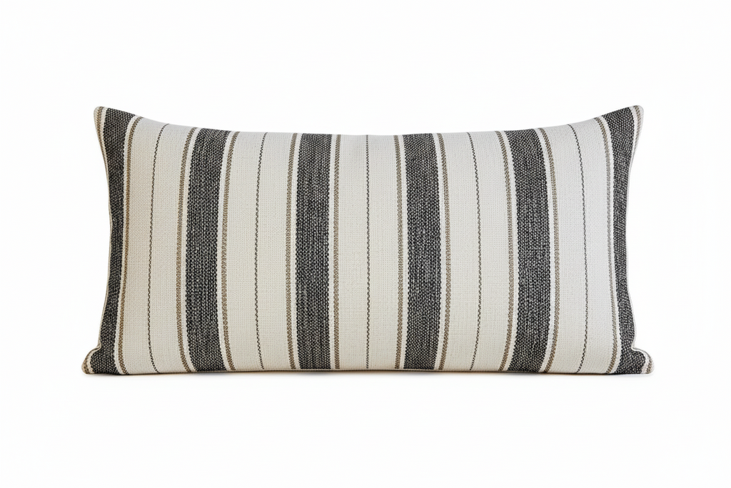 Nathaniel Stripe Ash Grey Pillow Cover Pillow Covers