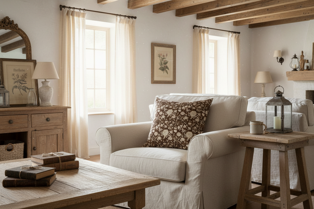 Vivian Botanical Print Otter Brown Pillow Cover Pillow Covers