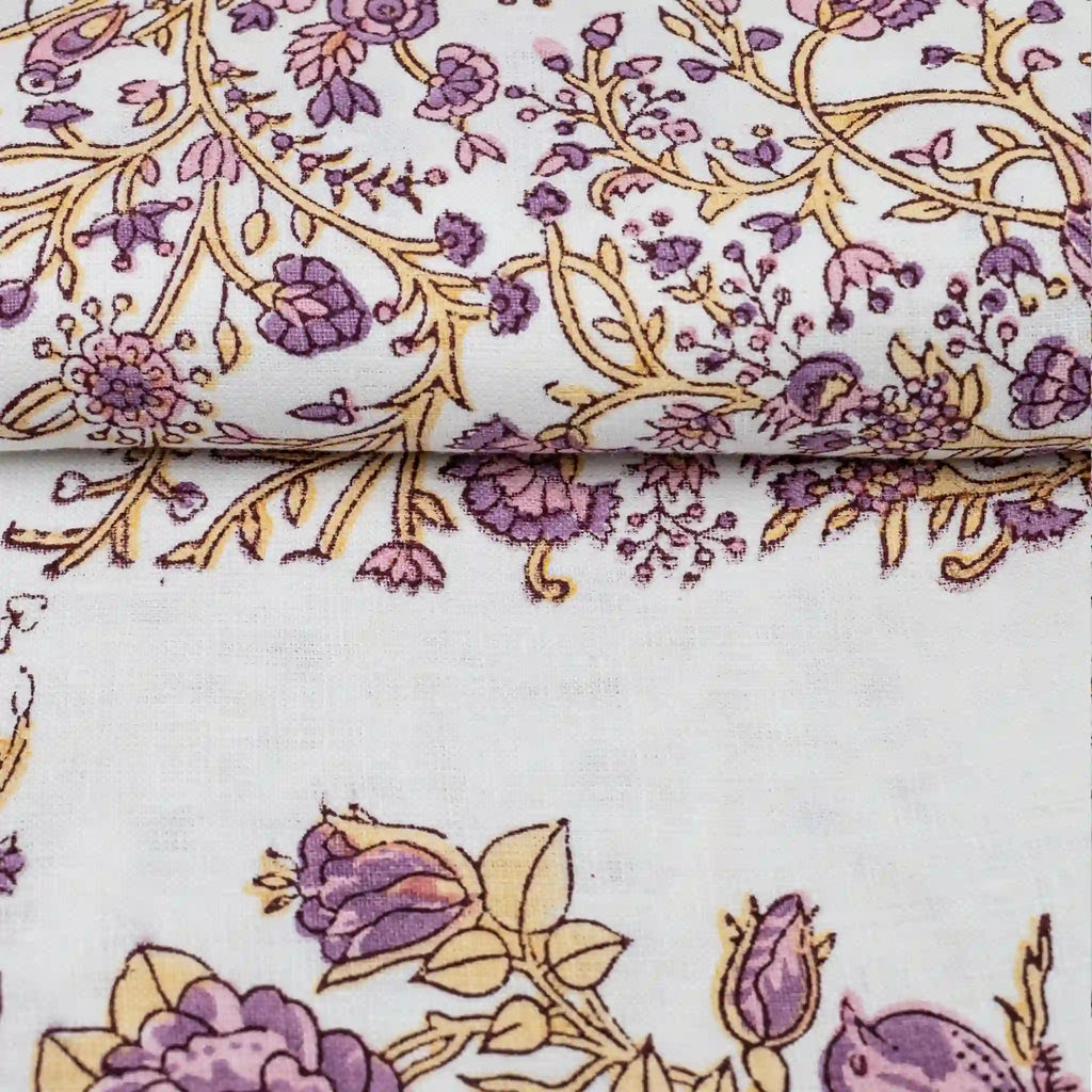 Wild Briar White Linen Fabric by the Yard