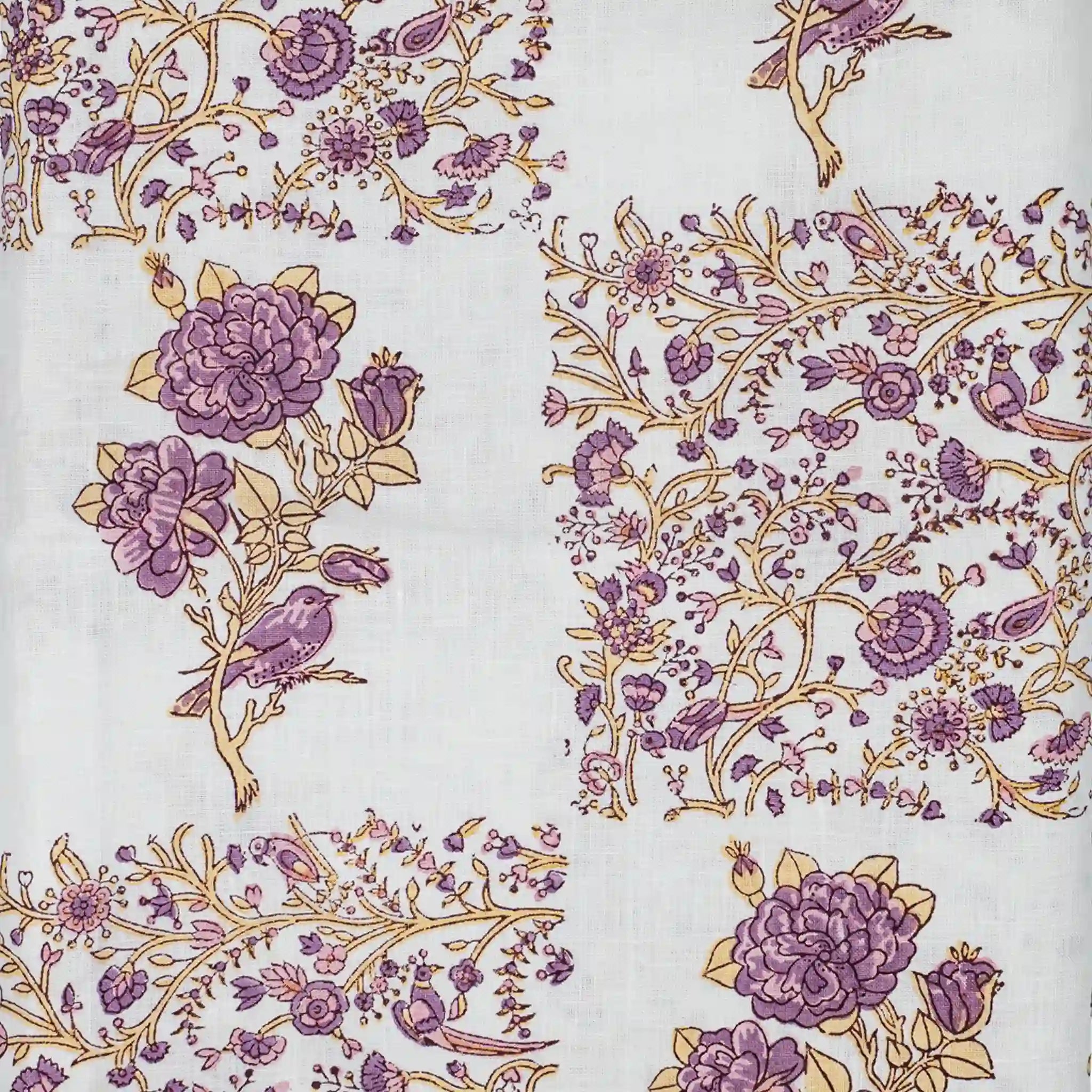 Wild Briar White Linen Fabric by the Yard