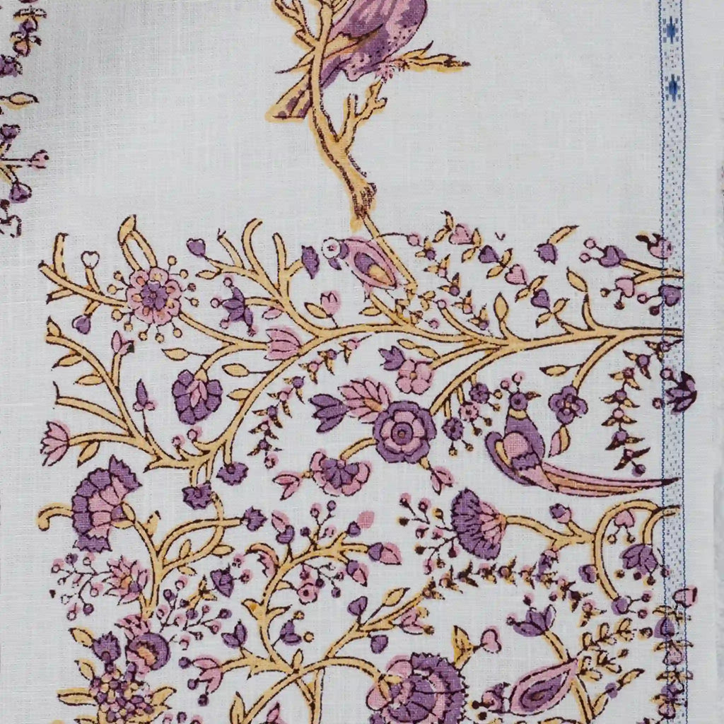 Wild Briar White Linen Fabric by the Yard