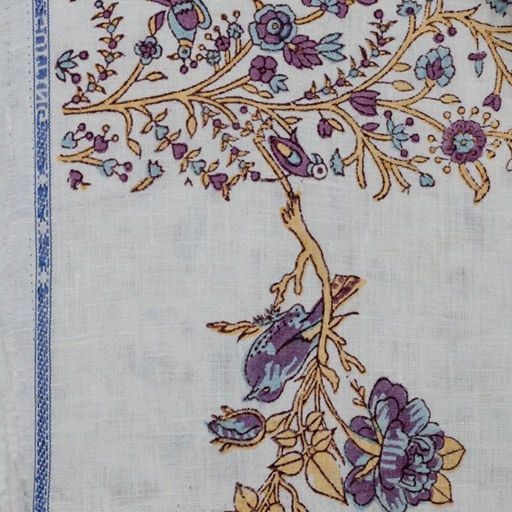 Wild Briar White Linen Fabric by the Yard