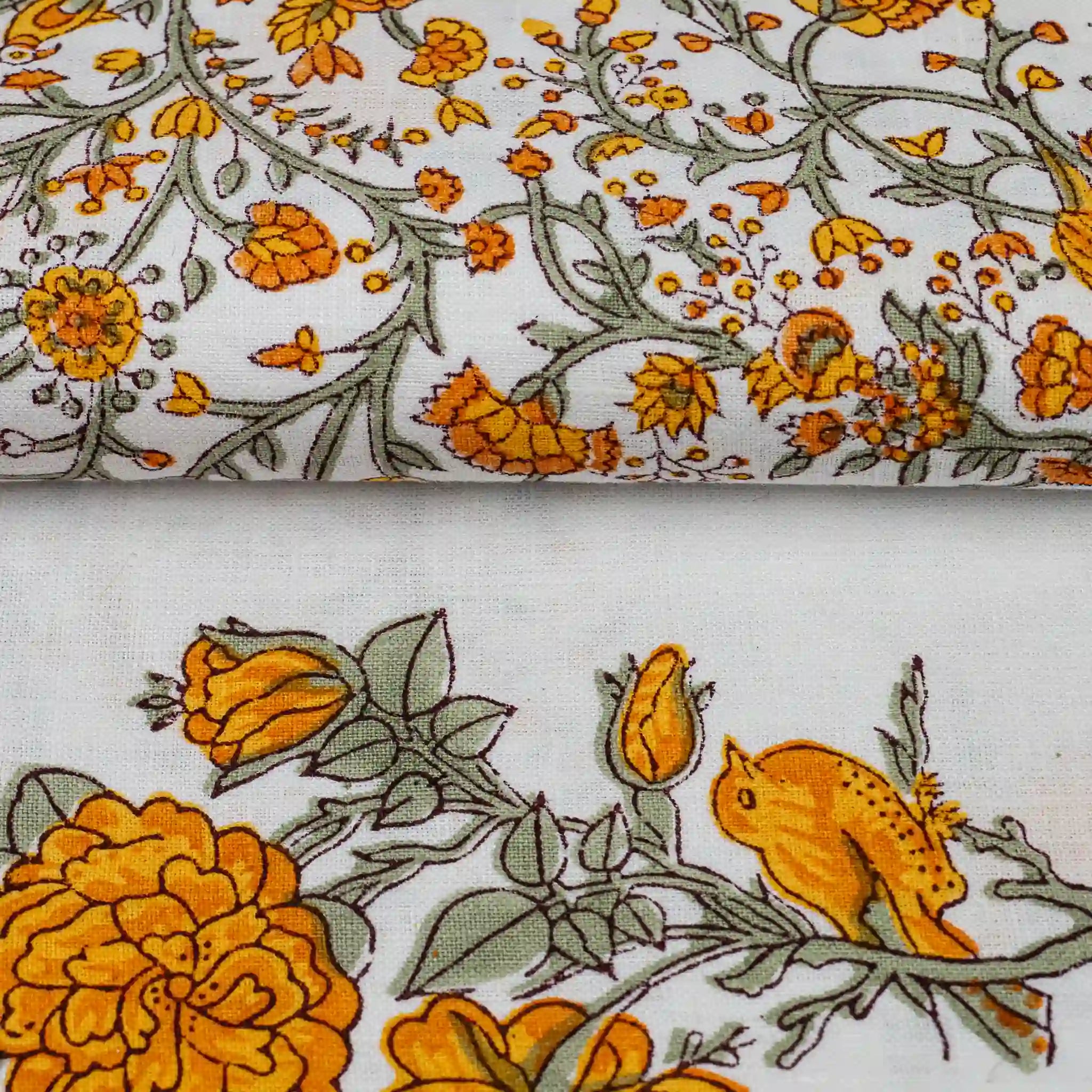 Wild Briar White Linen Fabric by the Yard