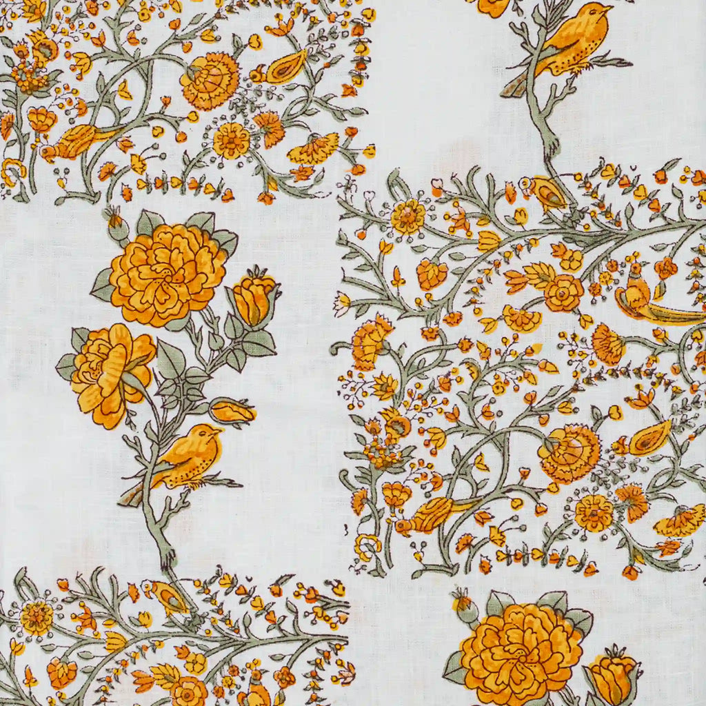 Wild Briar White Linen Fabric by the Yard