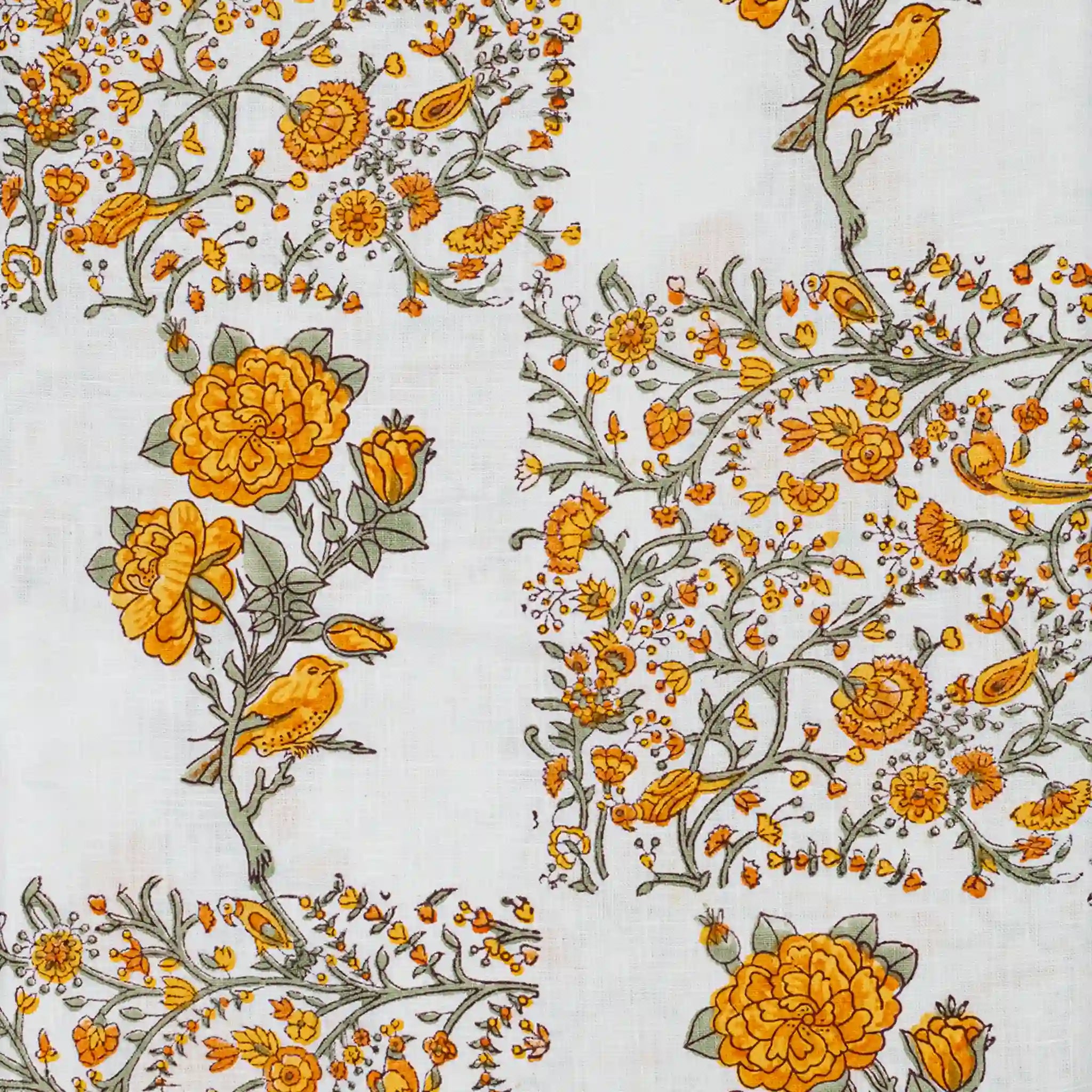 Wild Briar White Linen Fabric by the Yard