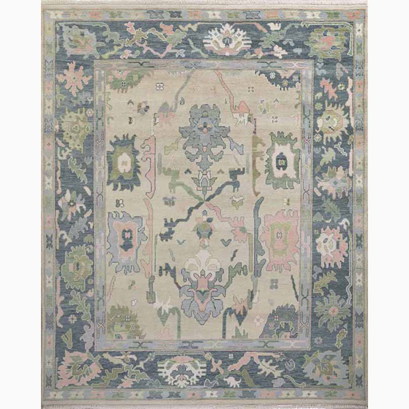 Wild Rose Hand-Knotted Wool Oushak Rug 12' x 18' Hand-Knotted