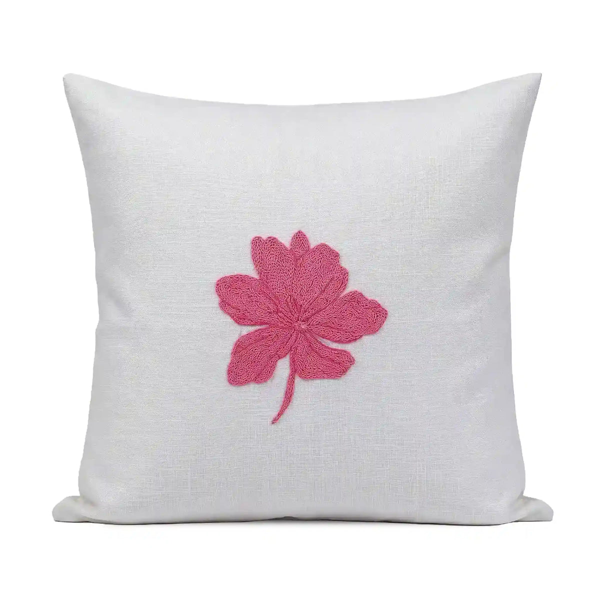 Wildflower Embroidered Botanical Cotton Cushion Cover