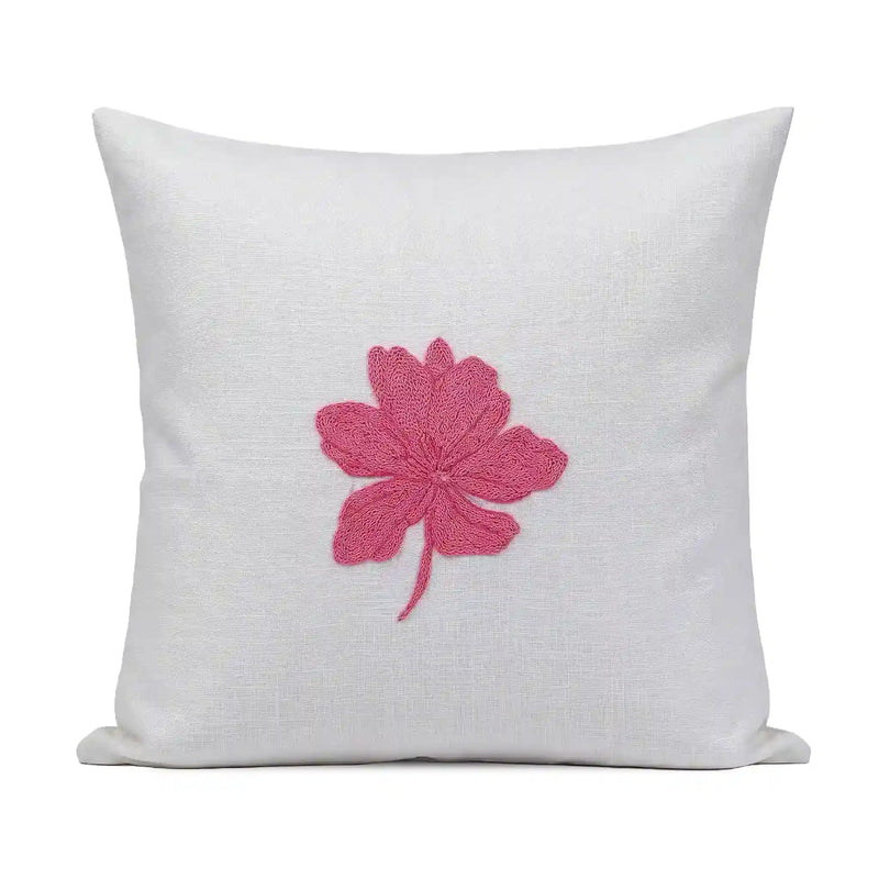 Wildflower Embroidered Botanical Cotton Cushion Cover