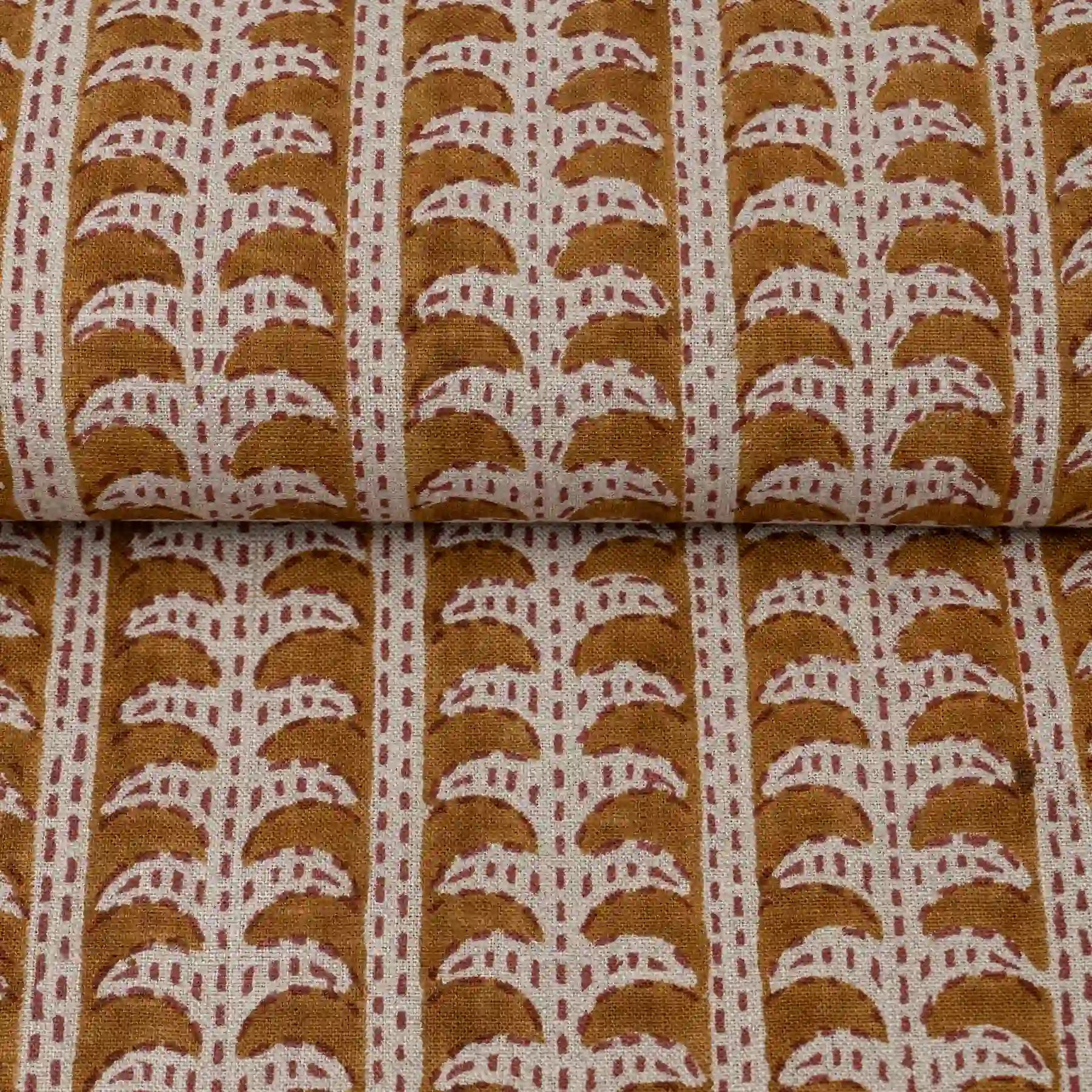 Wrenwood Mustard Linen Fabric by the Yard