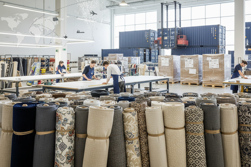 a picture showing Built for makers who source yardage repeatedly — upholstery studios, drapery workrooms, and fabricators. Enjoy priority production, bulk-friendly pricing, and flexible FOB shipping with dependable air or sea freight logistics to keep your material supply smooth and reliable.