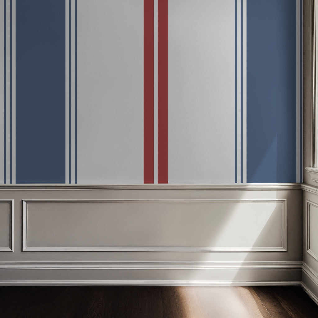 Fletcher Stripe (Blue and Red) Wallpaper