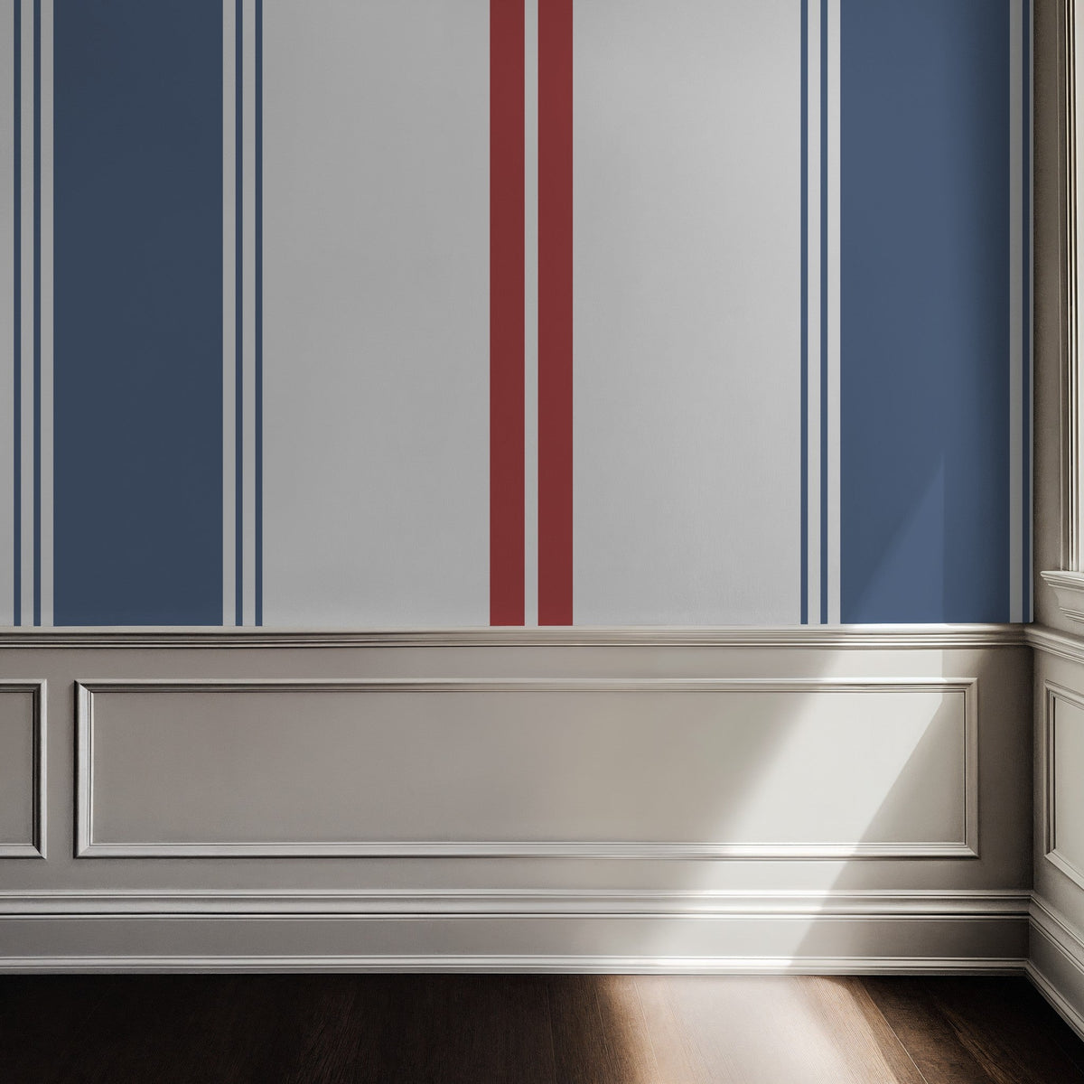Fletcher Stripe (Blue and Red) Wallpaper