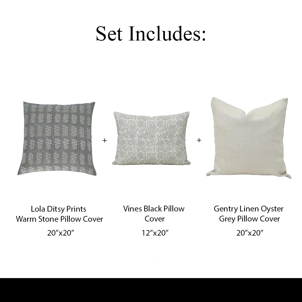 Soft Contrast Pillow Covers (Set 3) Bundle