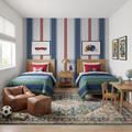 Fletcher Stripe (Blue and Red) Wallpaper
