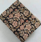 Shelby Hand Block Printed Cotton Fabric Yard Black Brown Black Outline Cotton Fabric