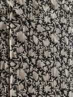 Jamia Hand Block Printed Linen Fabric Black Off-White Linen Fabric