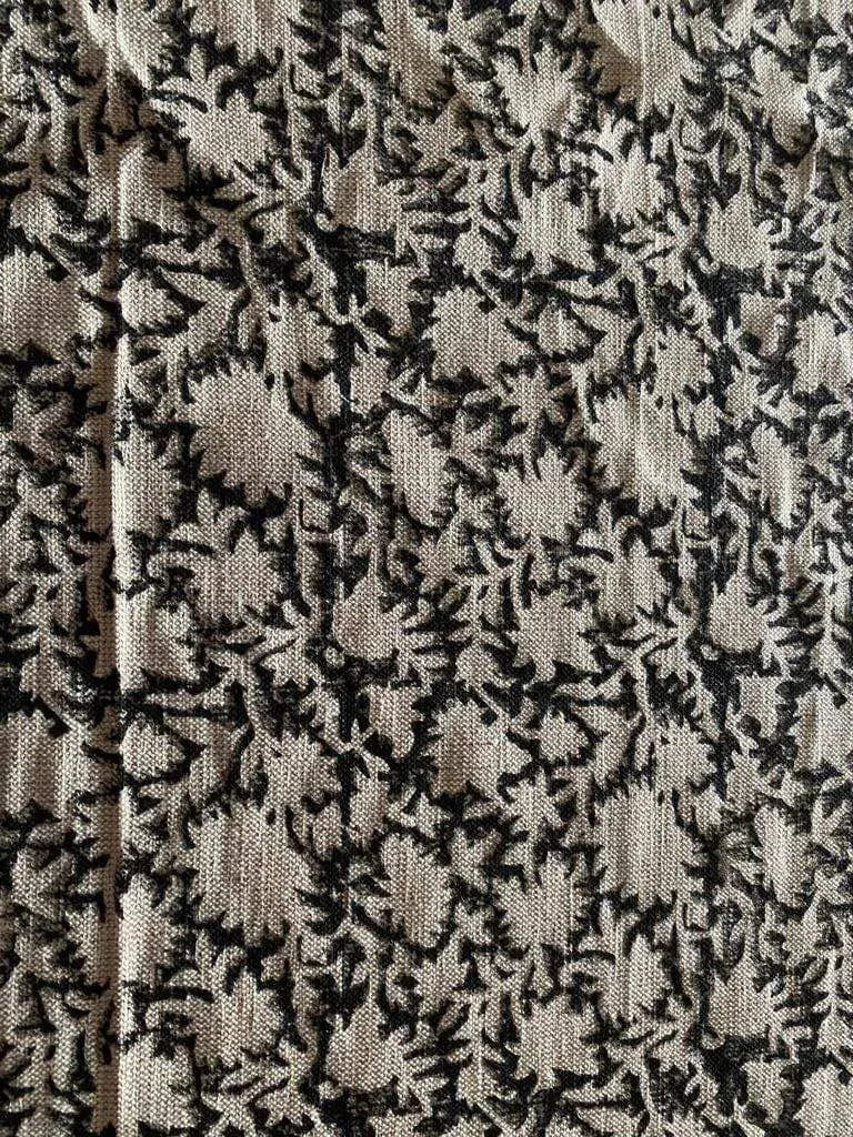 Jamia Hand Block Printed Linen Fabric Black Off-White Linen Fabric