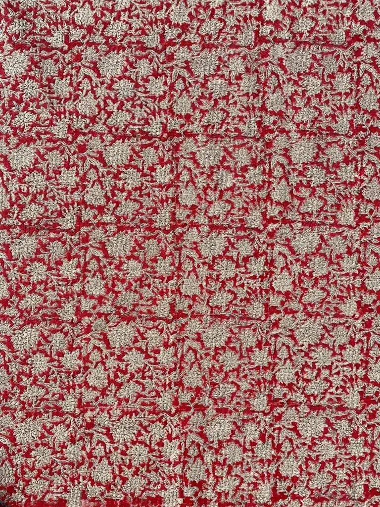 Jamia Hand Block Printed Linen Fabric Pink Linen Fabric