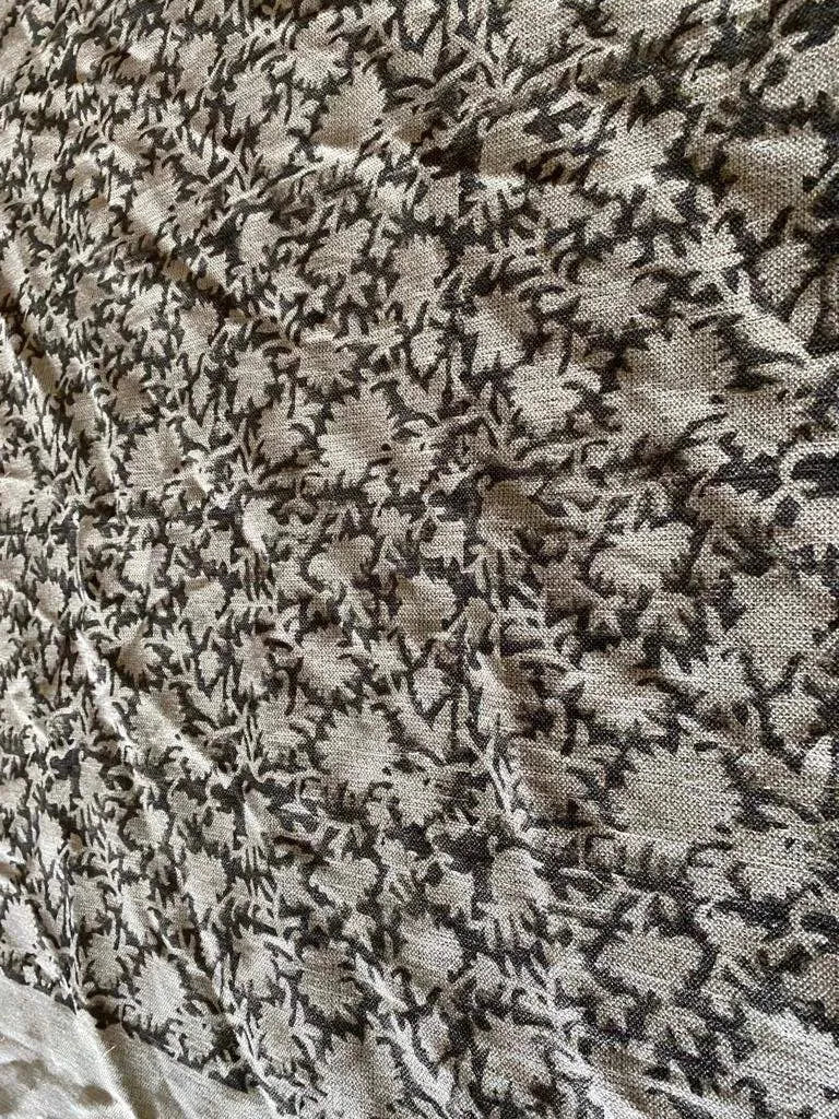 1 Yard Cut Out-Jamia Hand Block Printed Linen Fabric Linen Fabric