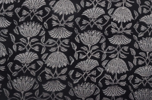 Riven Block Print Indian Cotton Fabric by the Yard