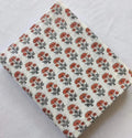 Bette Block Print Indian Cotton Fabric Yard Orange Green Black Off-White Cotton Fabric